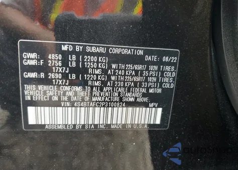 2023 Subaru Outback Premium from USA, damaged, VIN 4S4BTAFC2P3100824